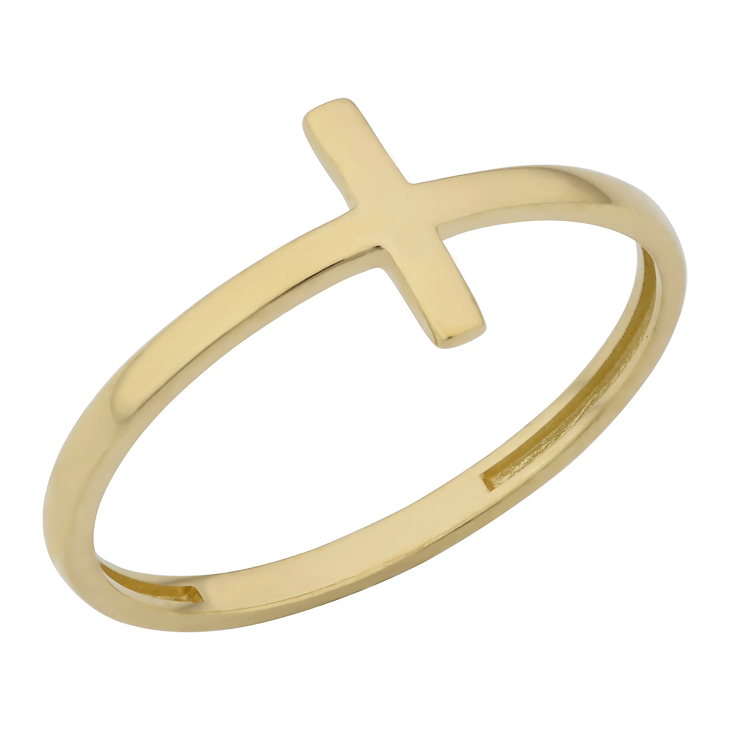 10k Yellow Gold High Polish Cross Ring