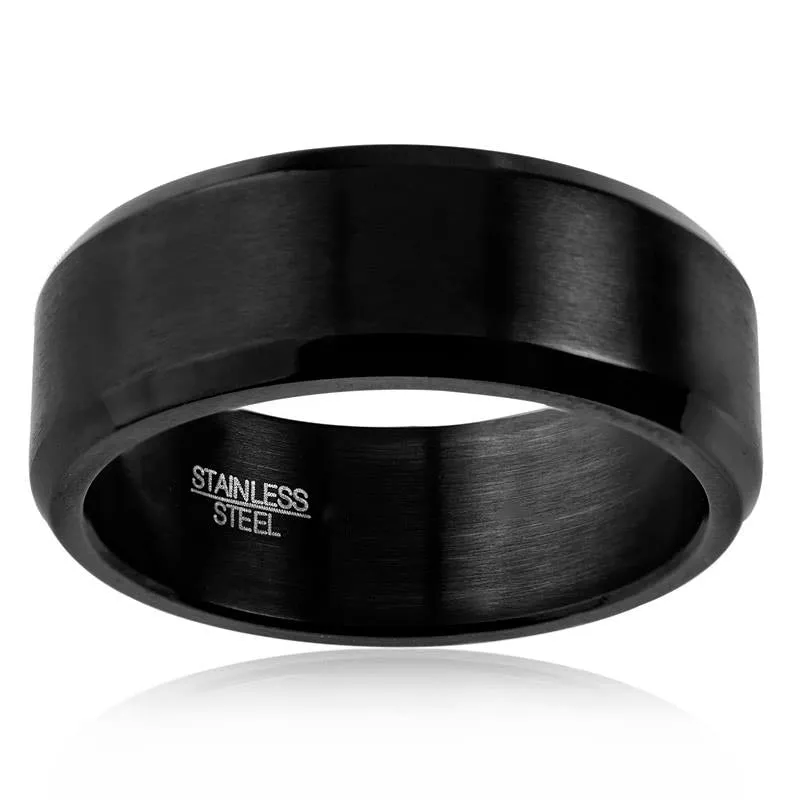 Crucible Los Angeles Men's Stainless Steel Brushed and Polished Ring
