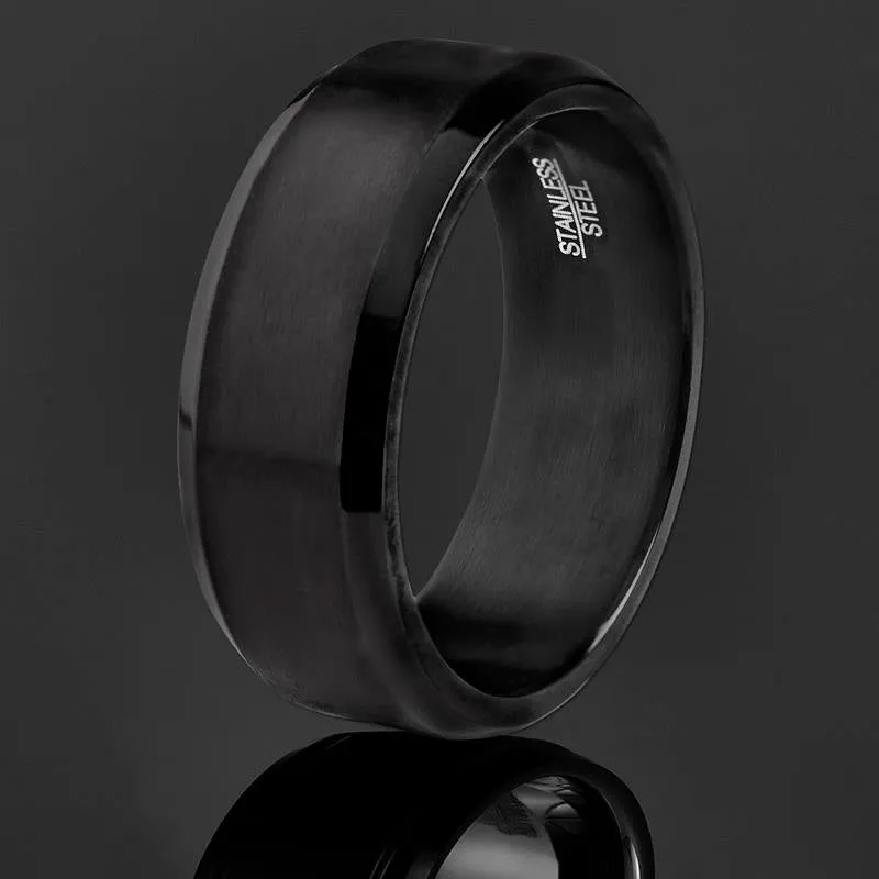 Crucible Los Angeles Men's Stainless Steel Brushed and Polished Ring