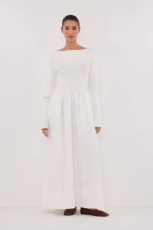 Dissh ABIGAIL WHITE HYBRID LONG SLEEVE MIDI DRESS