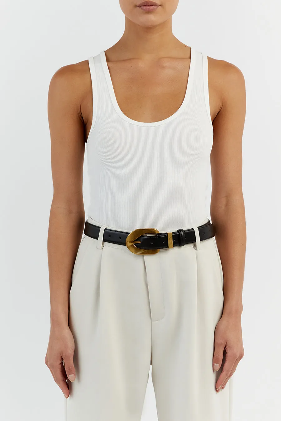 Dissh ALBURY BLACK LEATHER BELT