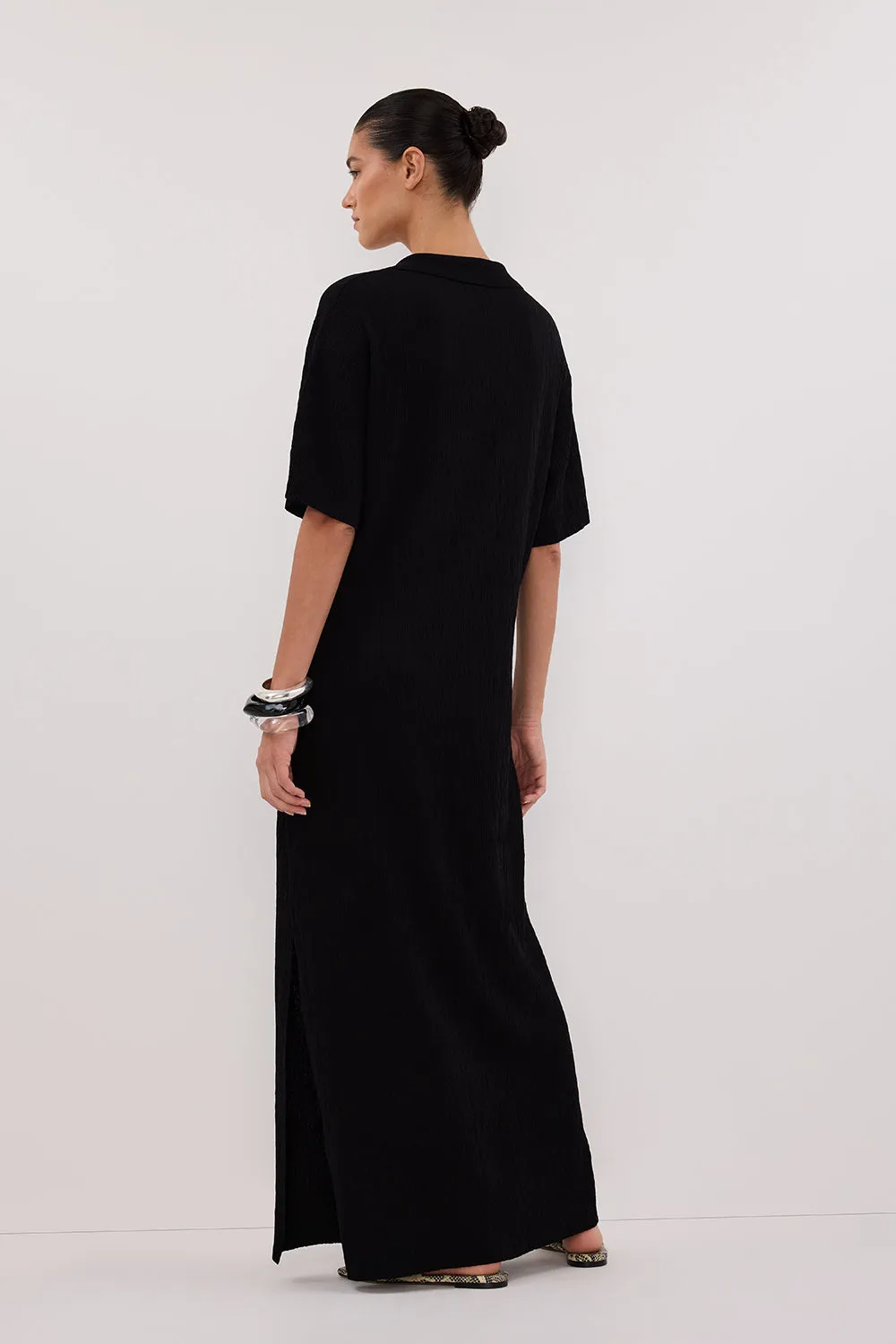Dissh ALIAS BLACK POLO KNIT MIDI DRESS