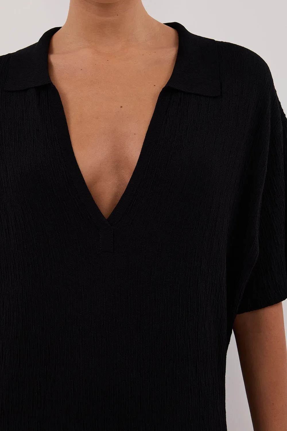 Dissh ALIAS BLACK POLO KNIT MIDI DRESS