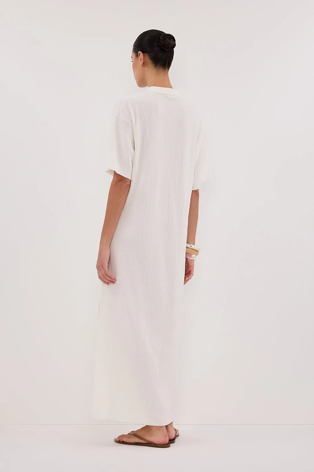 Dissh ALIAS WHITE POLO KNIT MIDI DRESS