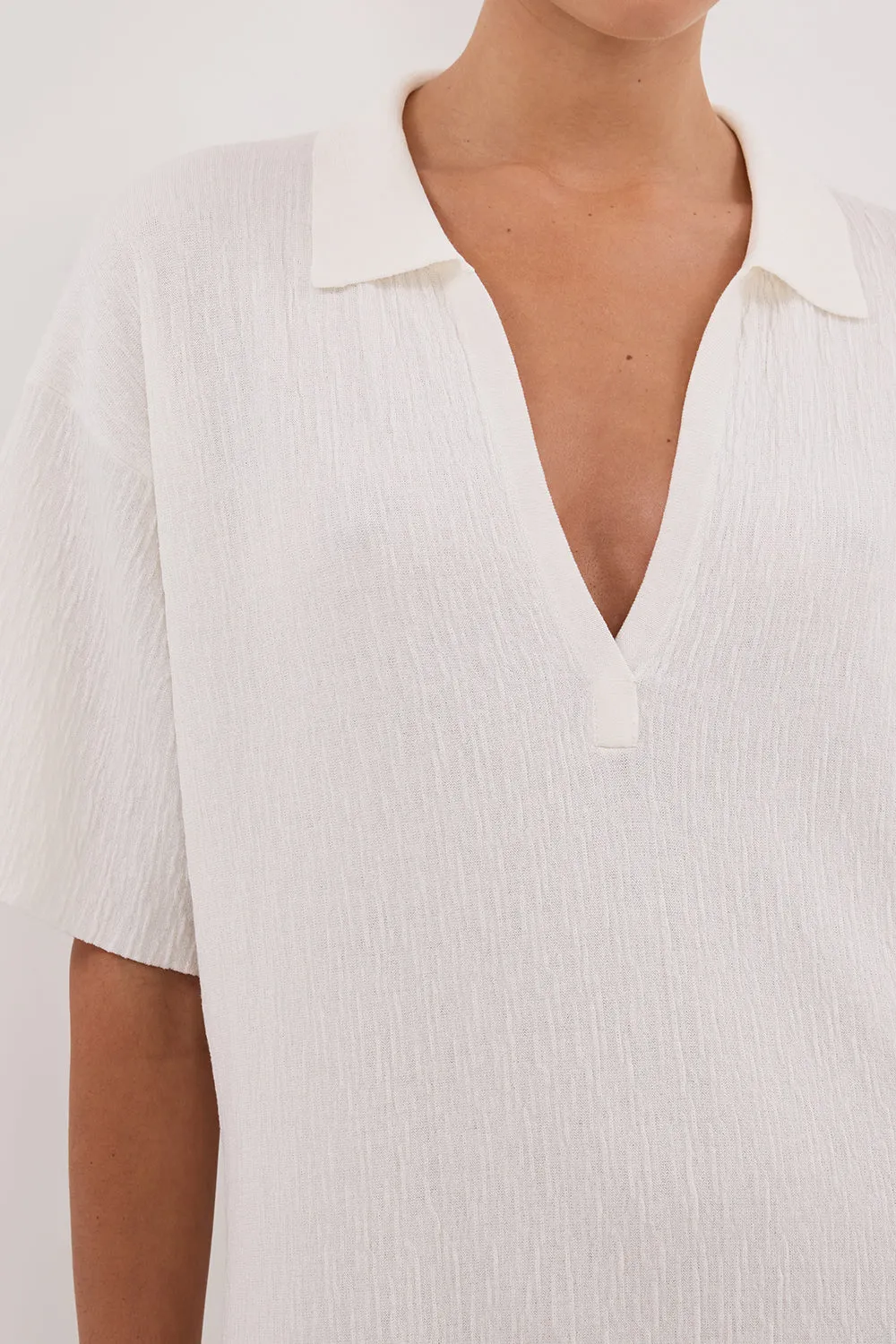 Dissh ALIAS WHITE POLO KNIT MIDI DRESS