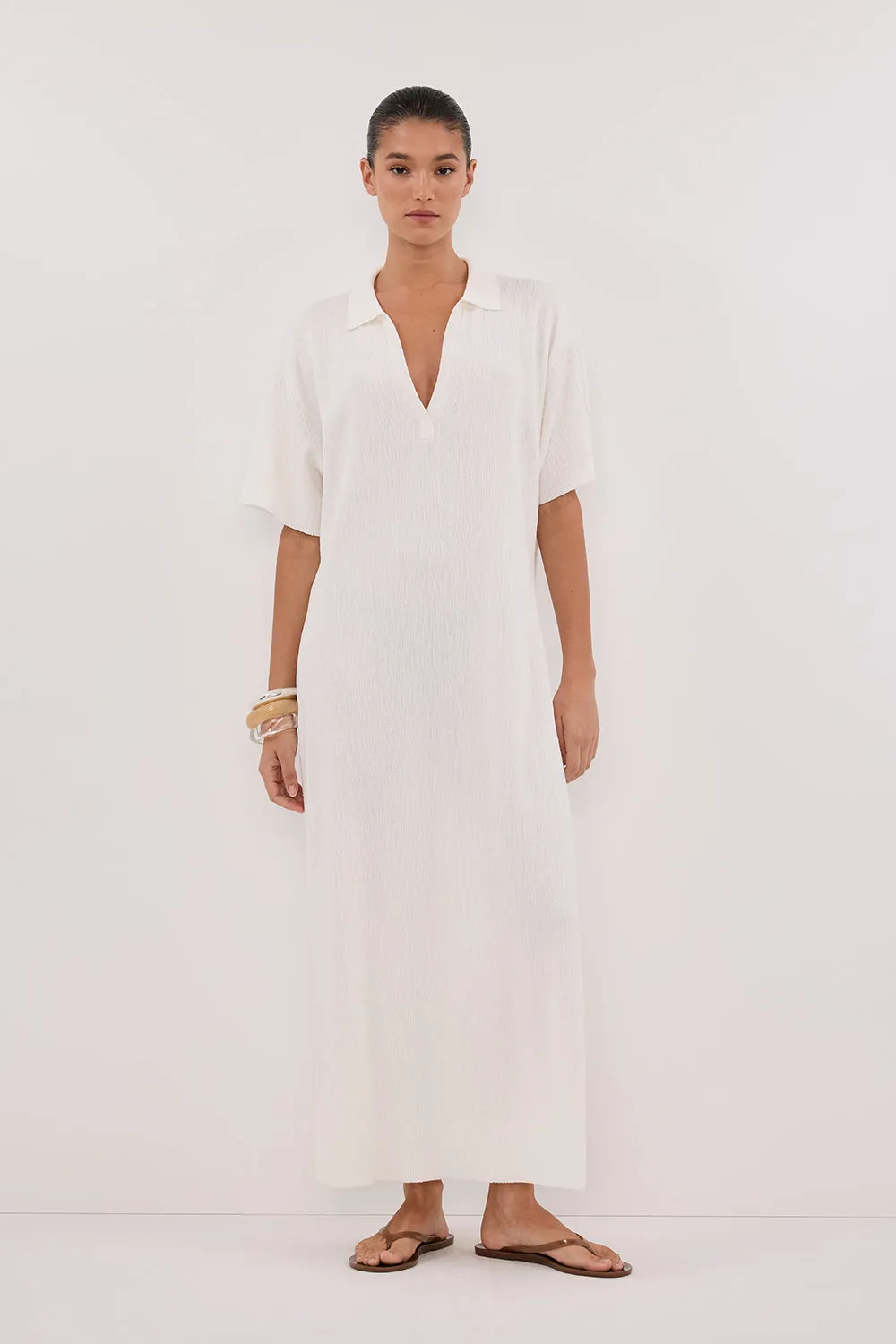 Dissh ALIAS WHITE POLO KNIT MIDI DRESS