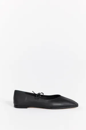 Dissh ALOHAS SWAY BLACK LEATHER FLATS