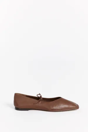 Dissh ALOHAS SWAY CHESTNUT LEATHER FLAT