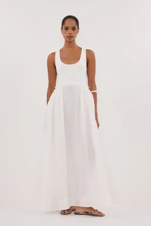 Dissh APRIL WHITE HYBRID KNIT MIDI DRESS