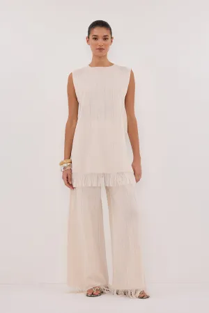 Dissh ARIA CREAM FRINGED KNIT PANT