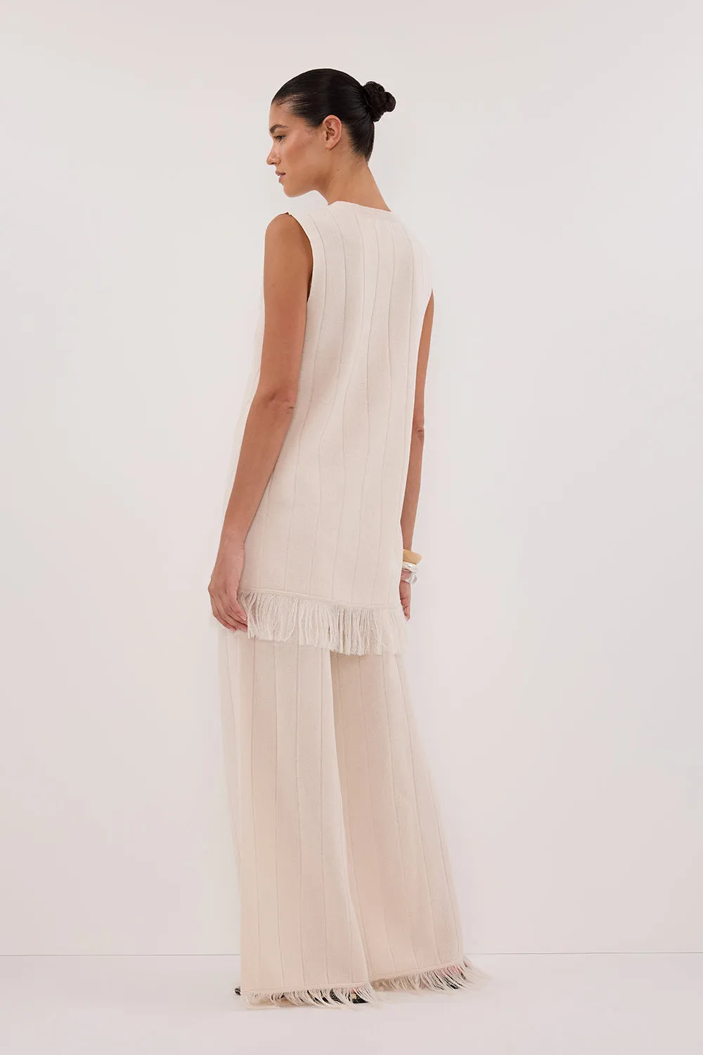 Dissh ARIA CREAM FRINGED KNIT PANT