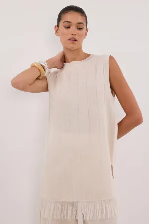 Dissh ARIA CREAM FRINGED TUNIC TOP