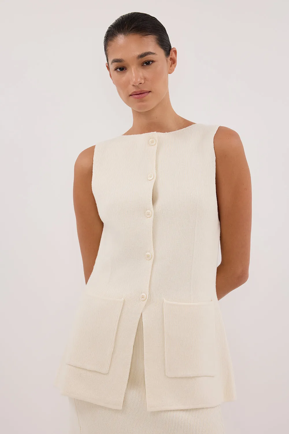 Dissh AVA CREAM LONGINE KNIT VEST 