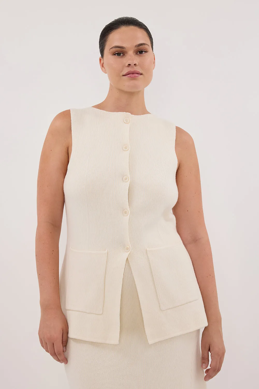 Dissh AVA CREAM LONGINE KNIT VEST 