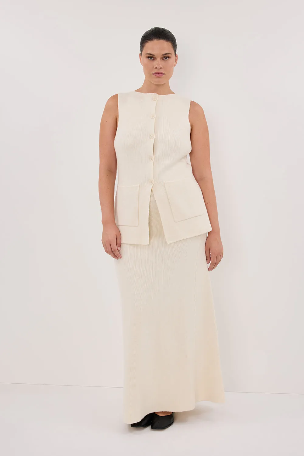 Dissh AVA CREAM LONGINE KNIT VEST 