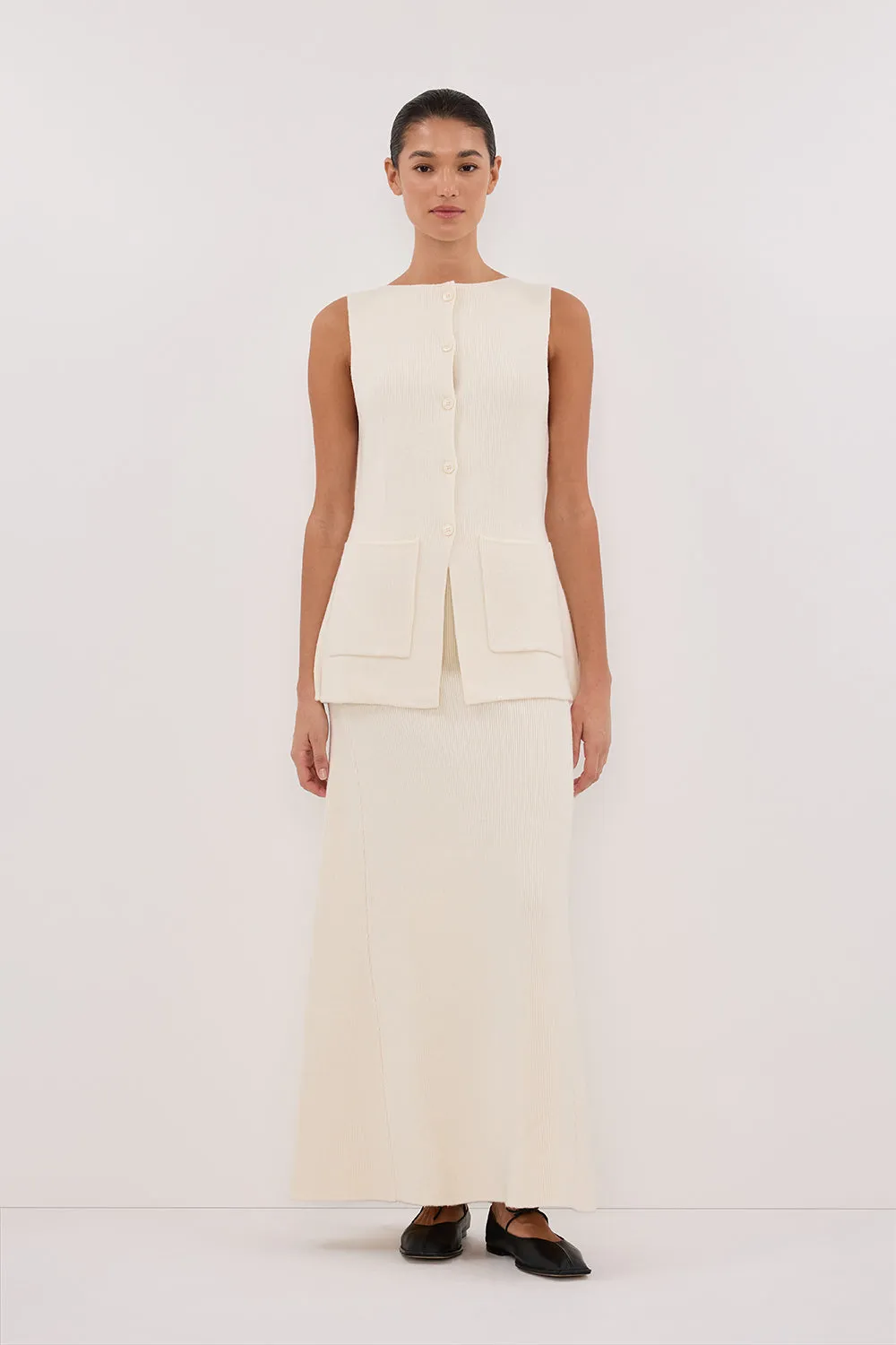 Dissh AVA CREAM LONGINE KNIT VEST 