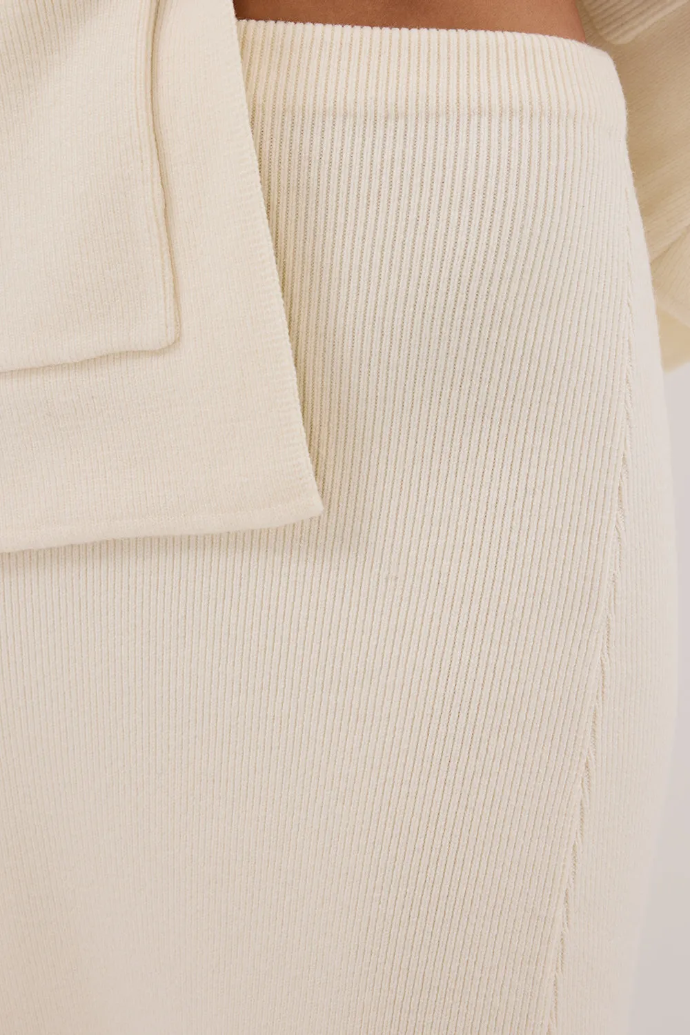 Dissh AVA CREAM LONGLINE KNIT MIDI SKIRT