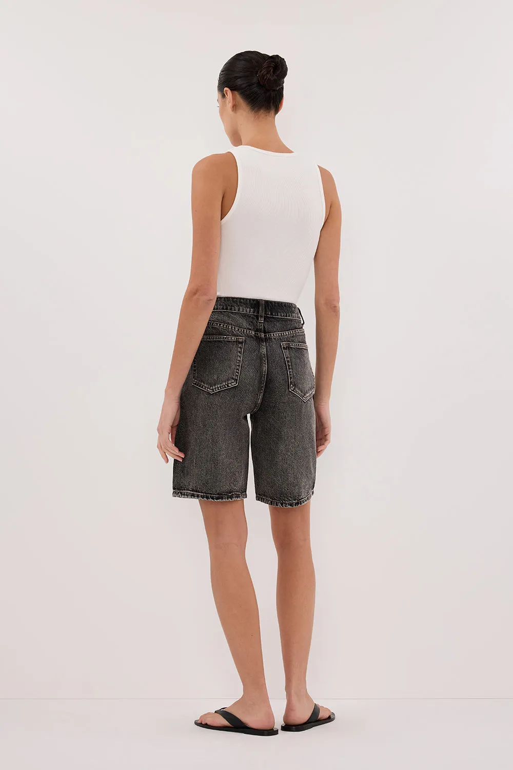 Dissh BAMBI WASHED BLACK BERMUDA DENIM SHORT