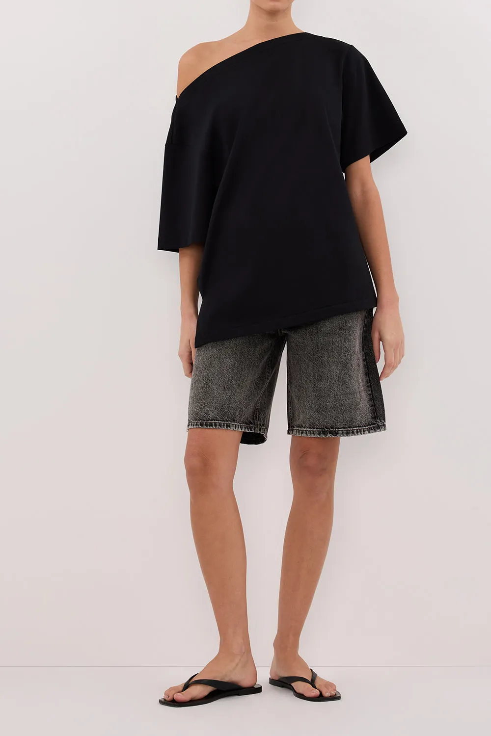 Dissh BAMBI WASHED BLACK BERMUDA DENIM SHORT