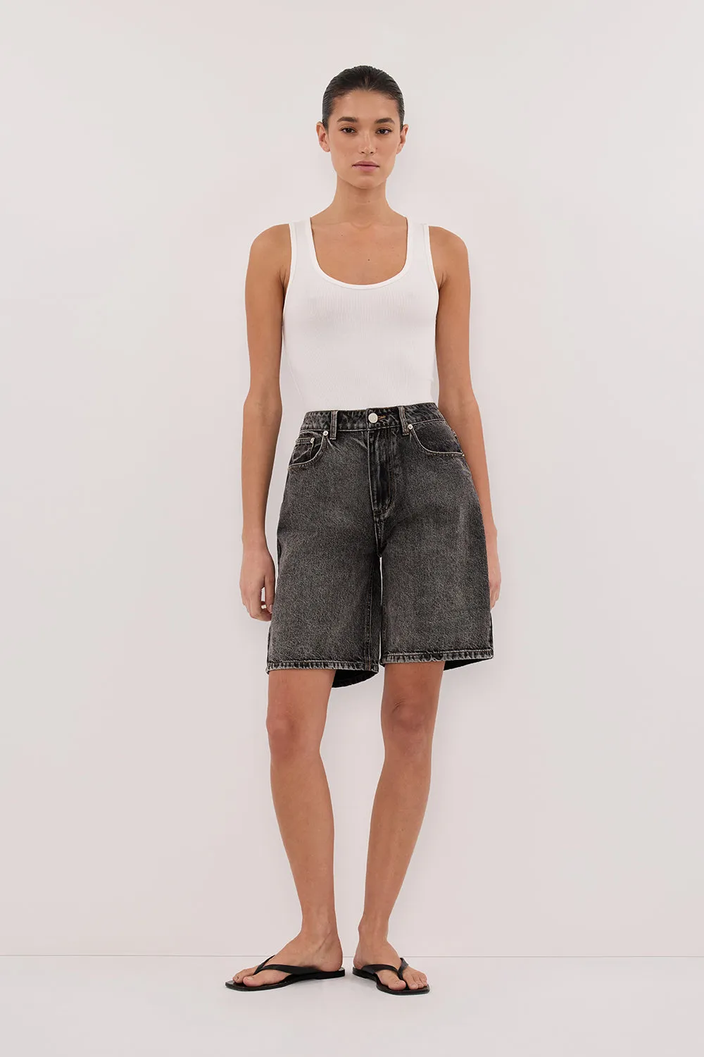 Dissh BAMBI WASHED BLACK BERMUDA DENIM SHORT