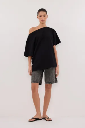 Dissh BAMBI WASHED BLACK BERMUDA DENIM SHORT