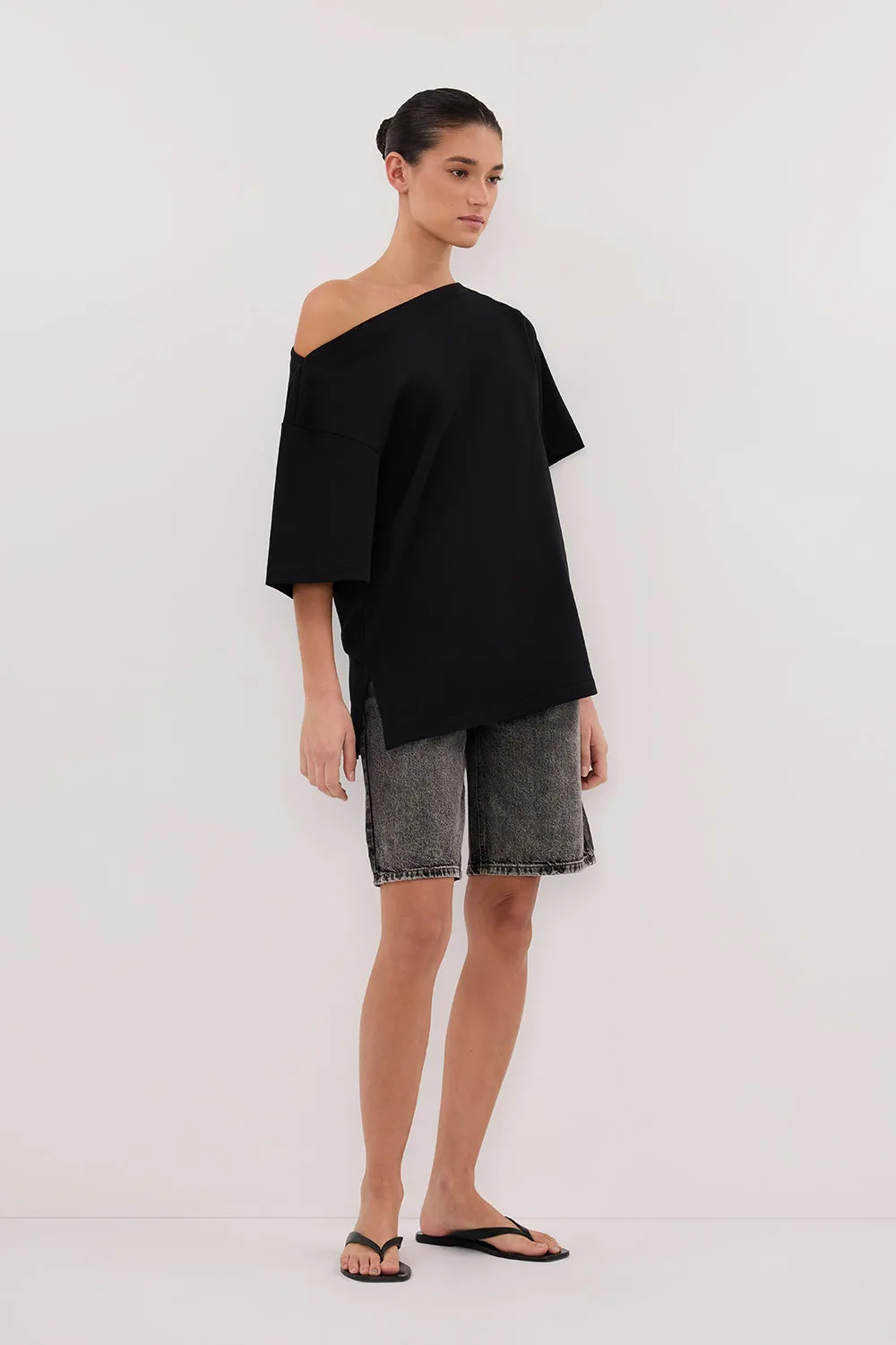 Dissh BAMBI WASHED BLACK BERMUDA DENIM SHORT