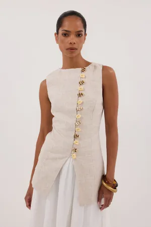 Dissh BAYLEE NATURAL SLEEVELESS LINEN TOP