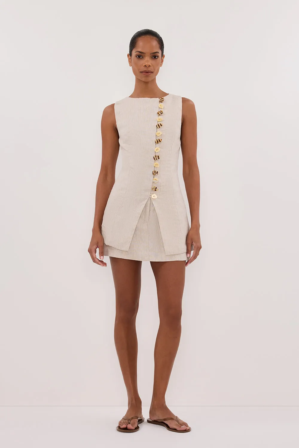 Dissh BAYLEE NATURAL SLEEVELESS LINEN TOP