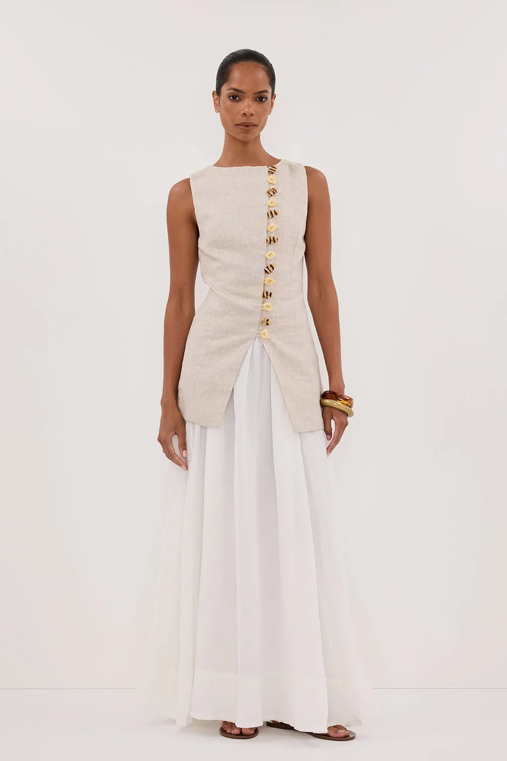 Dissh BAYLEE NATURAL SLEEVELESS LINEN TOP