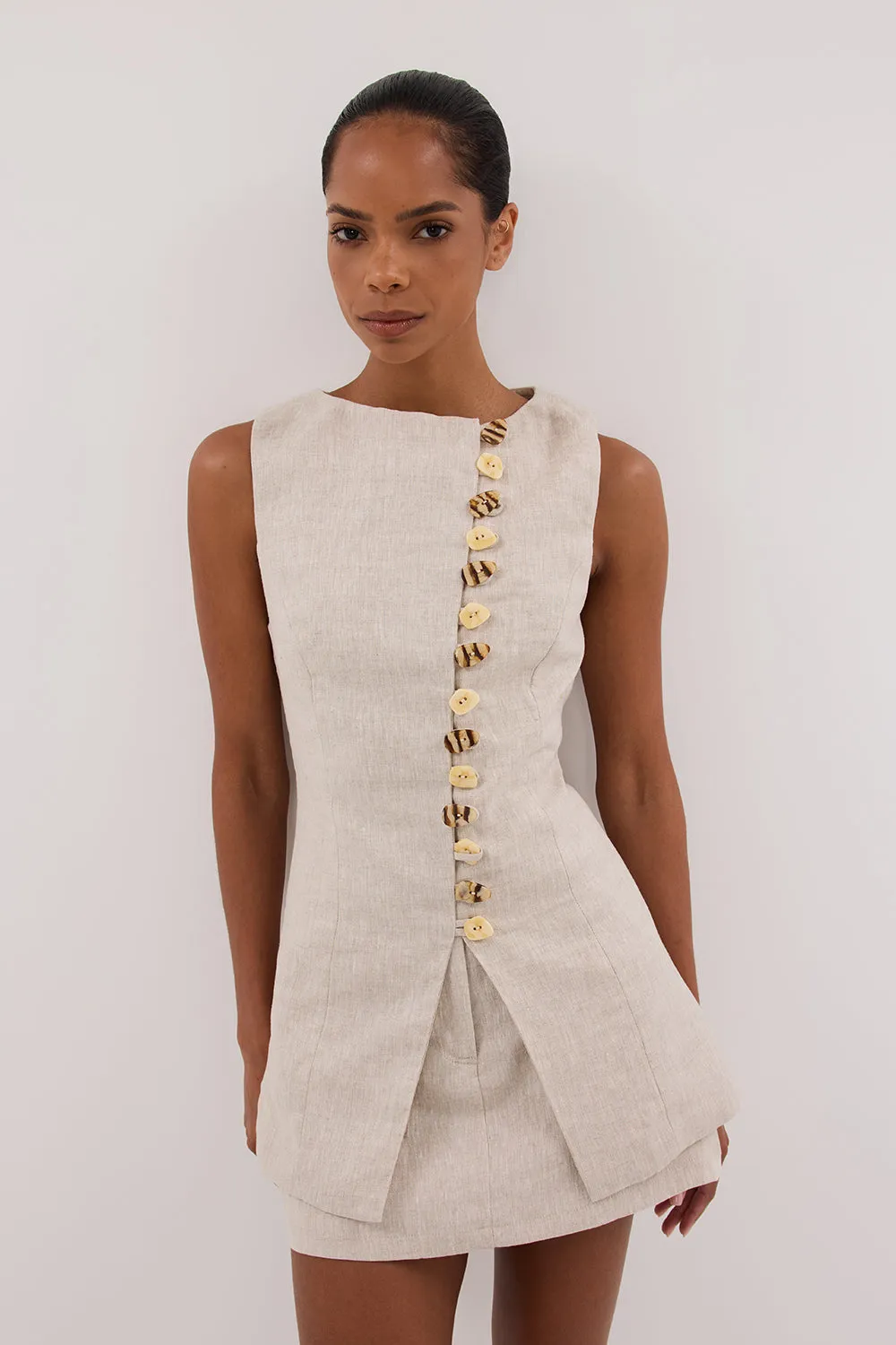 Dissh BAYLEE NATURAL SLEEVELESS LINEN TOP