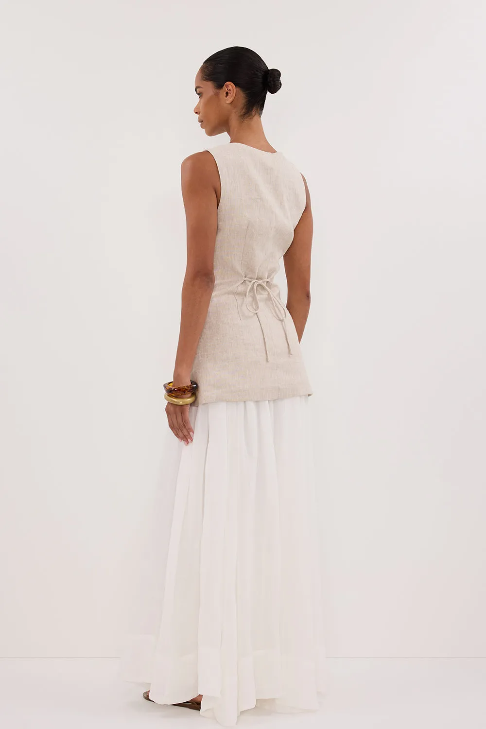 Dissh BAYLEE NATURAL SLEEVELESS LINEN TOP