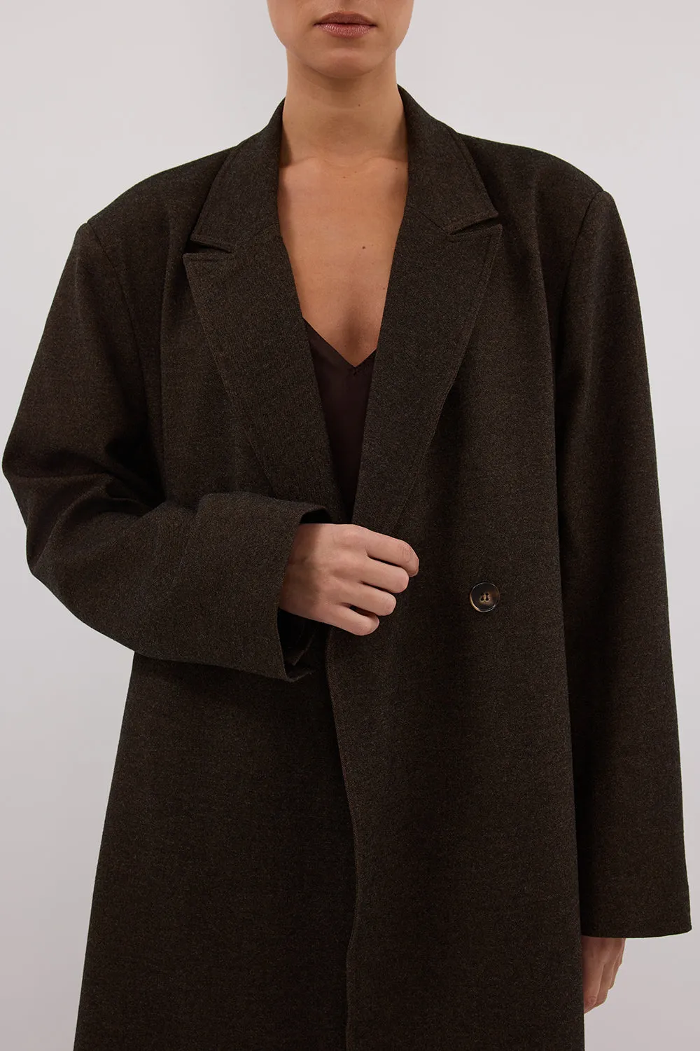 Dissh BENTLEY CHOCOLATE WOOL BLEND COAT