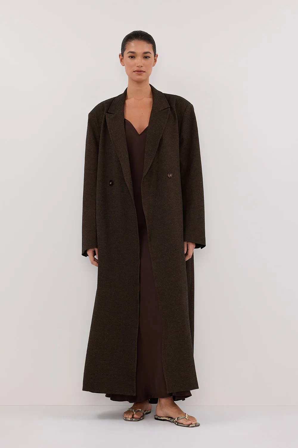 Dissh BENTLEY CHOCOLATE WOOL BLEND COAT