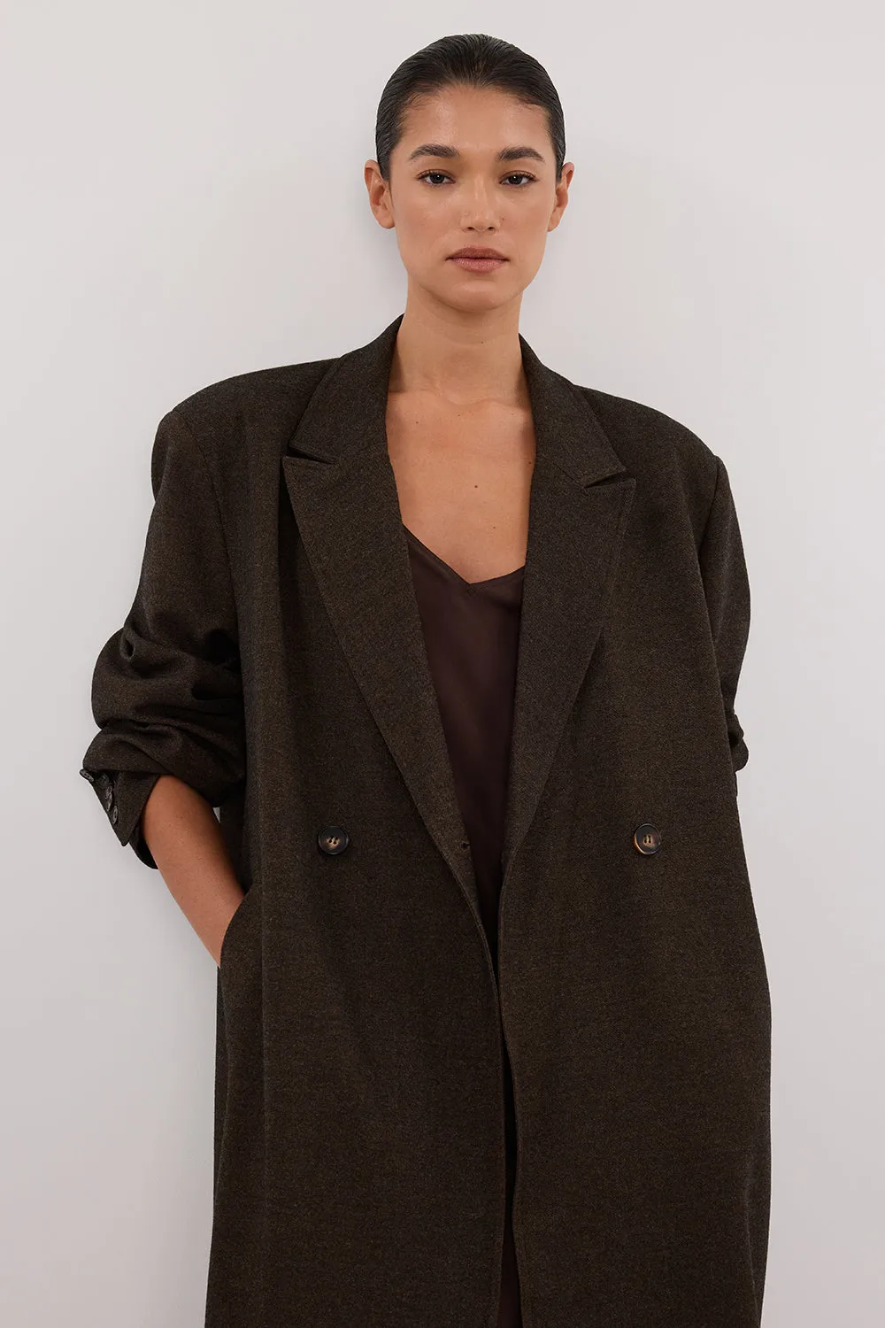 Dissh BENTLEY CHOCOLATE WOOL BLEND COAT