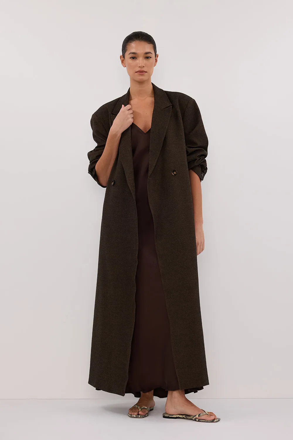 Dissh BENTLEY CHOCOLATE WOOL BLEND COAT