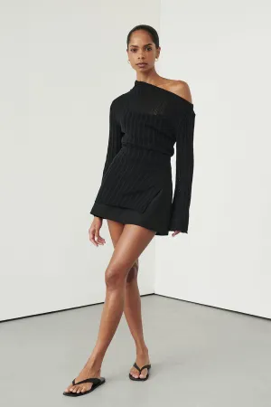 Dissh BOWIE BLACK LONG SLEEVE KNIT TOP