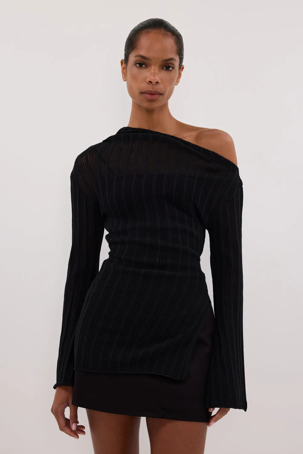 Dissh BOWIE BLACK LONG SLEEVE KNIT TOP