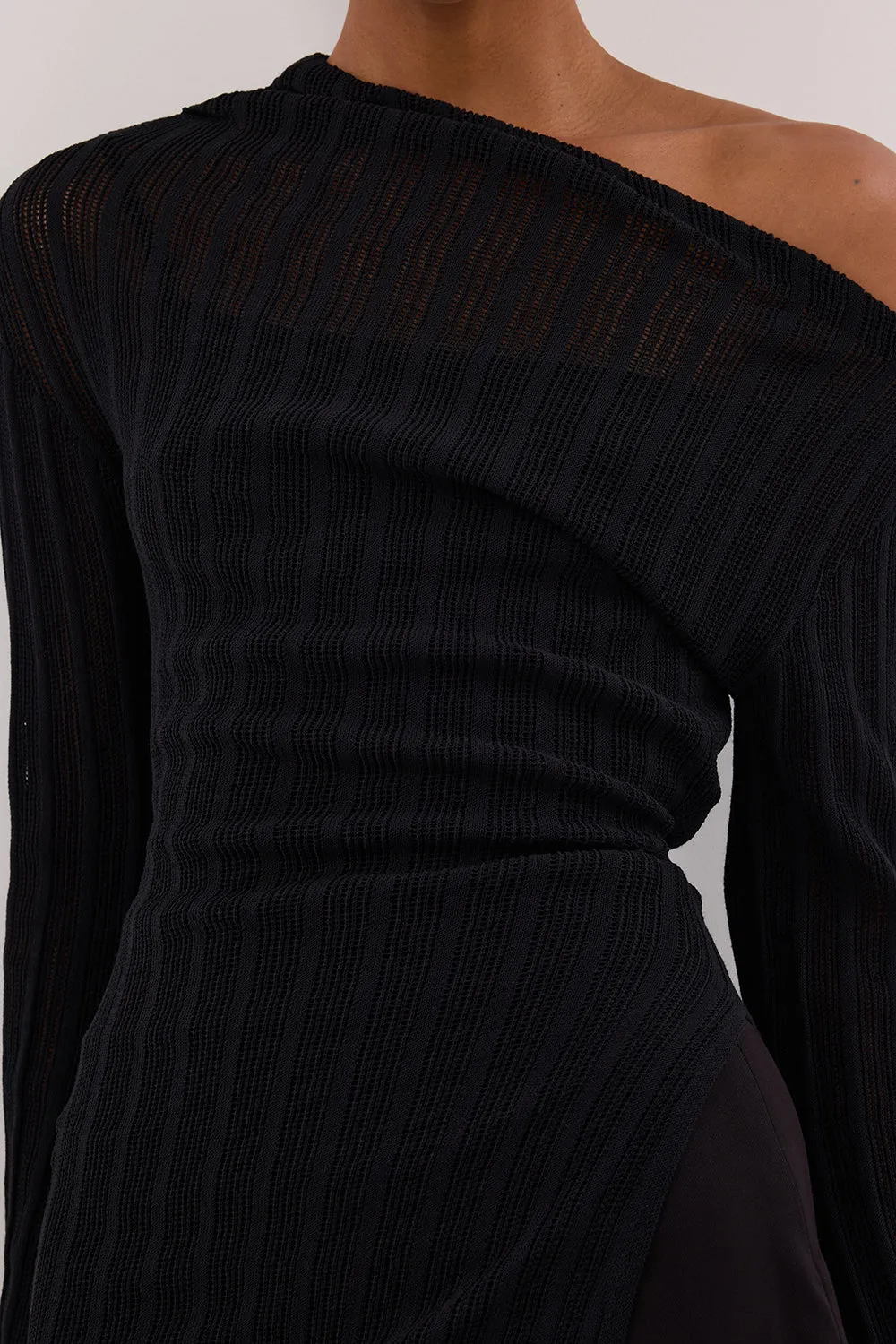Dissh BOWIE BLACK LONG SLEEVE KNIT TOP