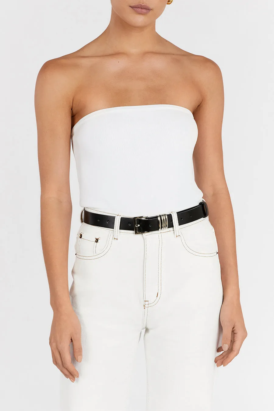 Dissh BRUNO BLACK AND SILVER LEATHER BELT
