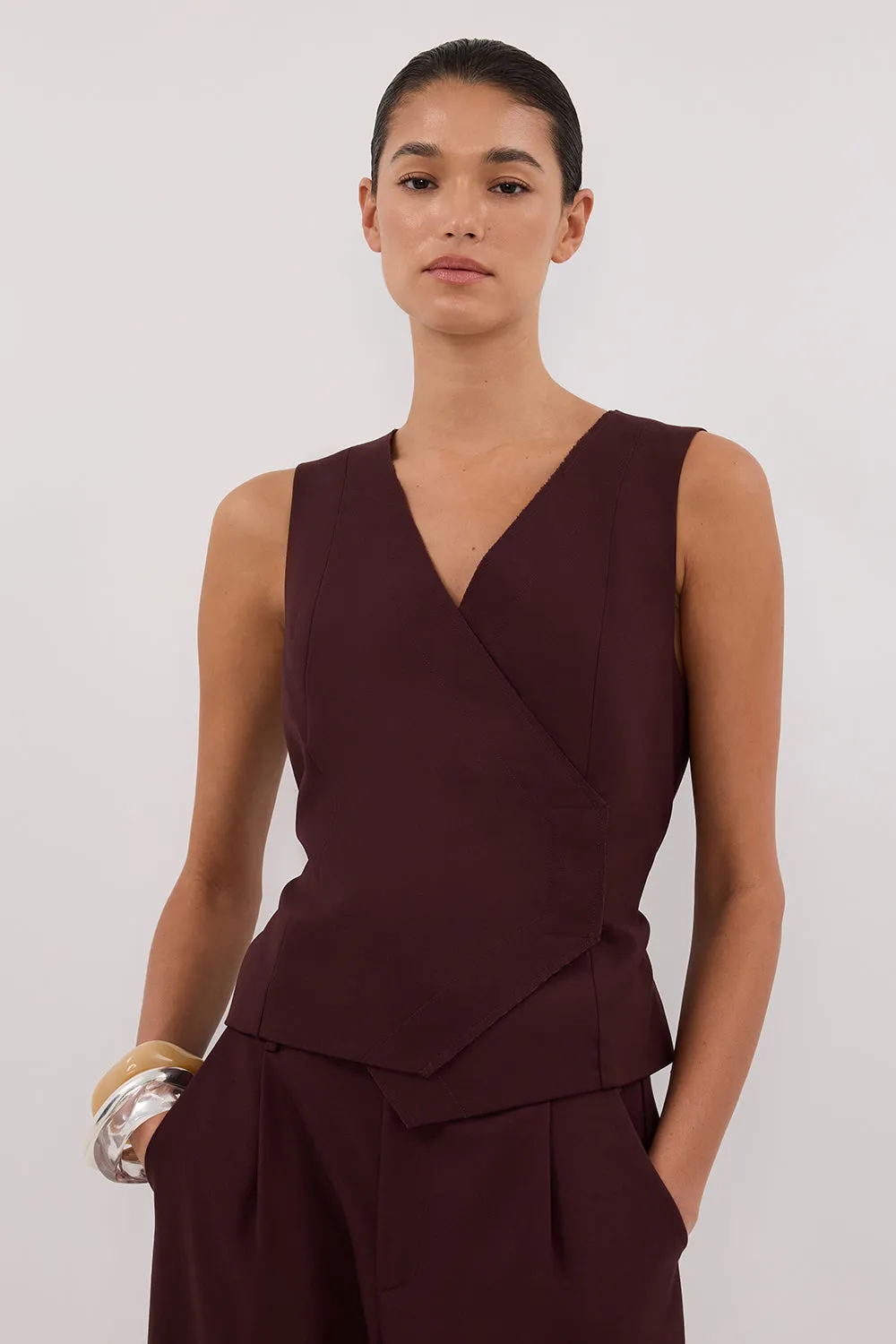Dissh CAMILLA WALNUT ASYM TOP