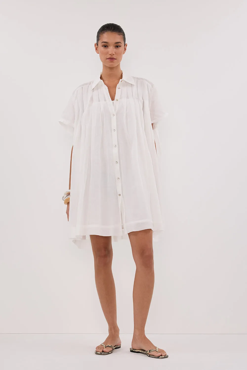 Dissh CARMEL WHITE RAMIE MINI DRESS