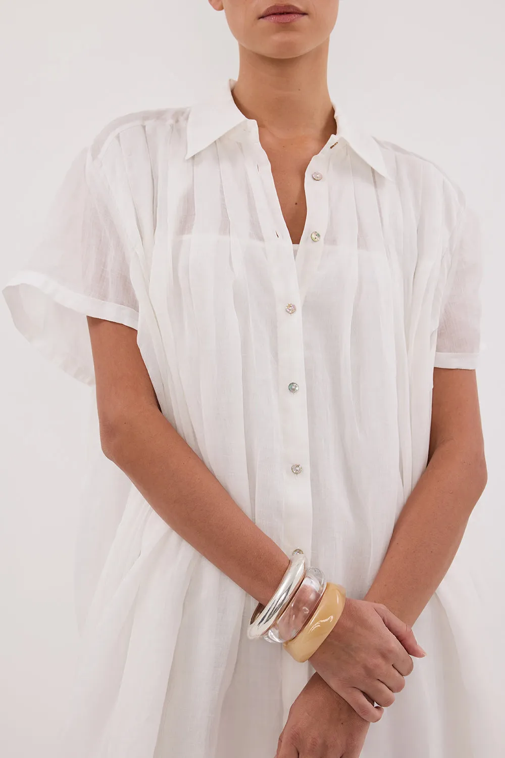 Dissh CARMEL WHITE RAMIE MINI DRESS