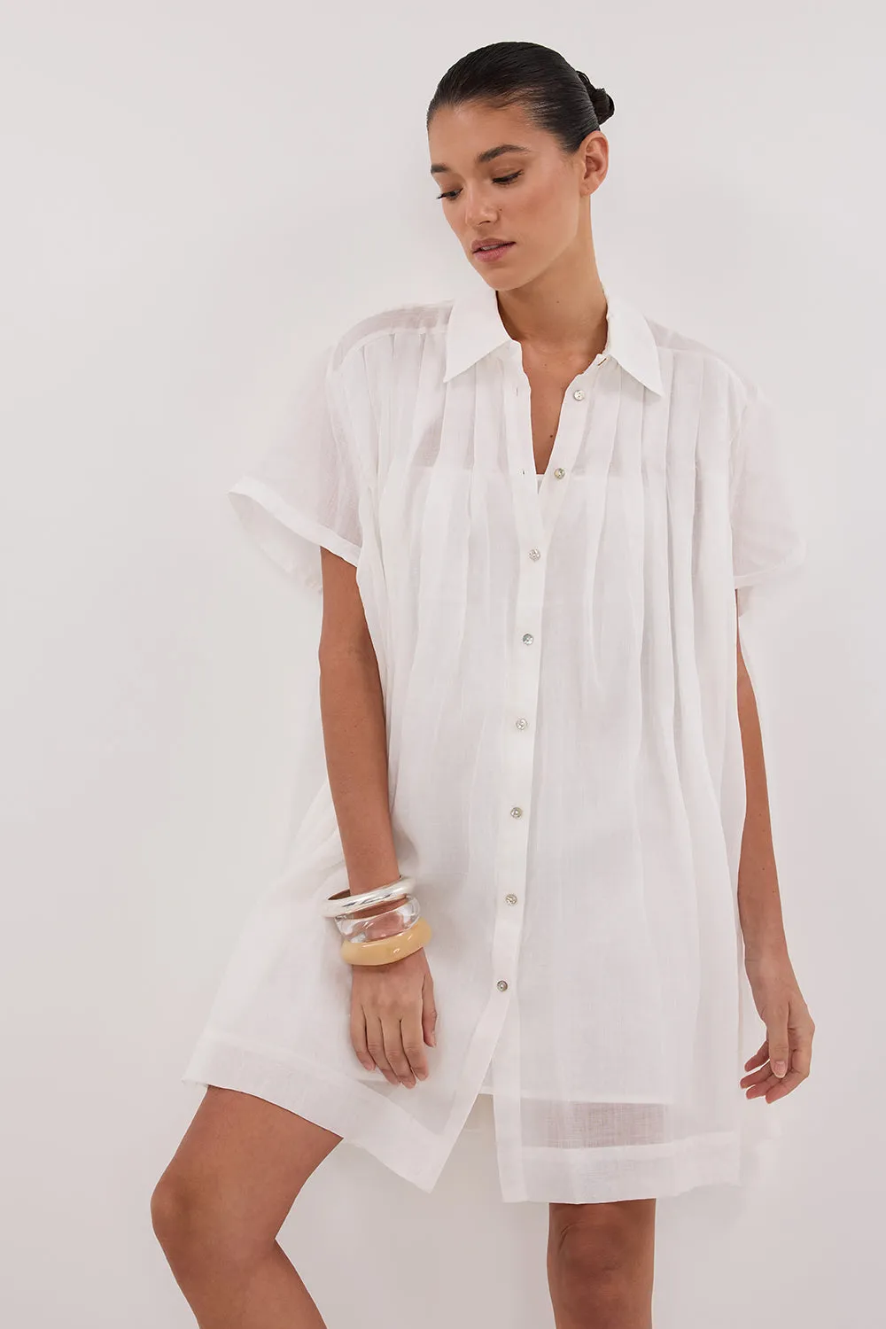 Dissh CARMEL WHITE RAMIE MINI DRESS