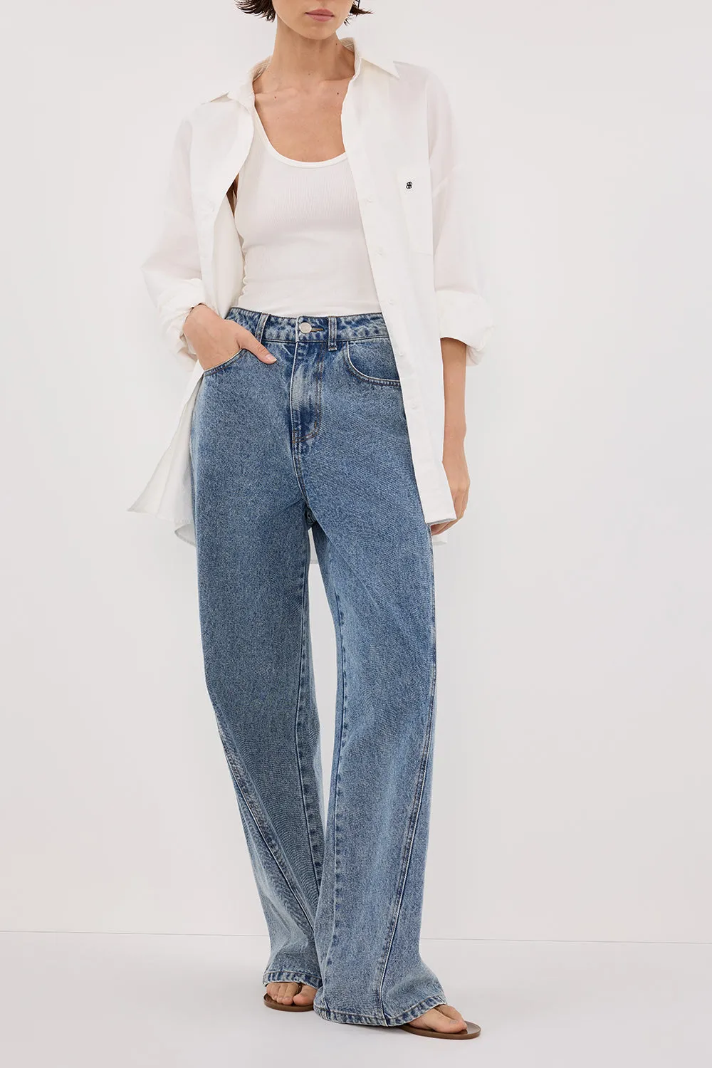 Dissh CARSON MID BLUE WIDE LEG JEAN