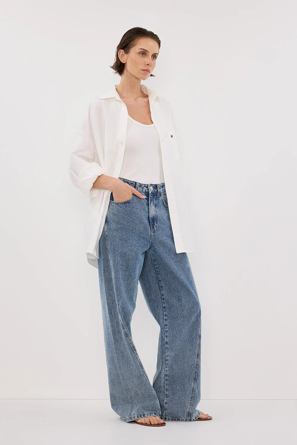 Dissh CARSON MID BLUE WIDE LEG JEAN