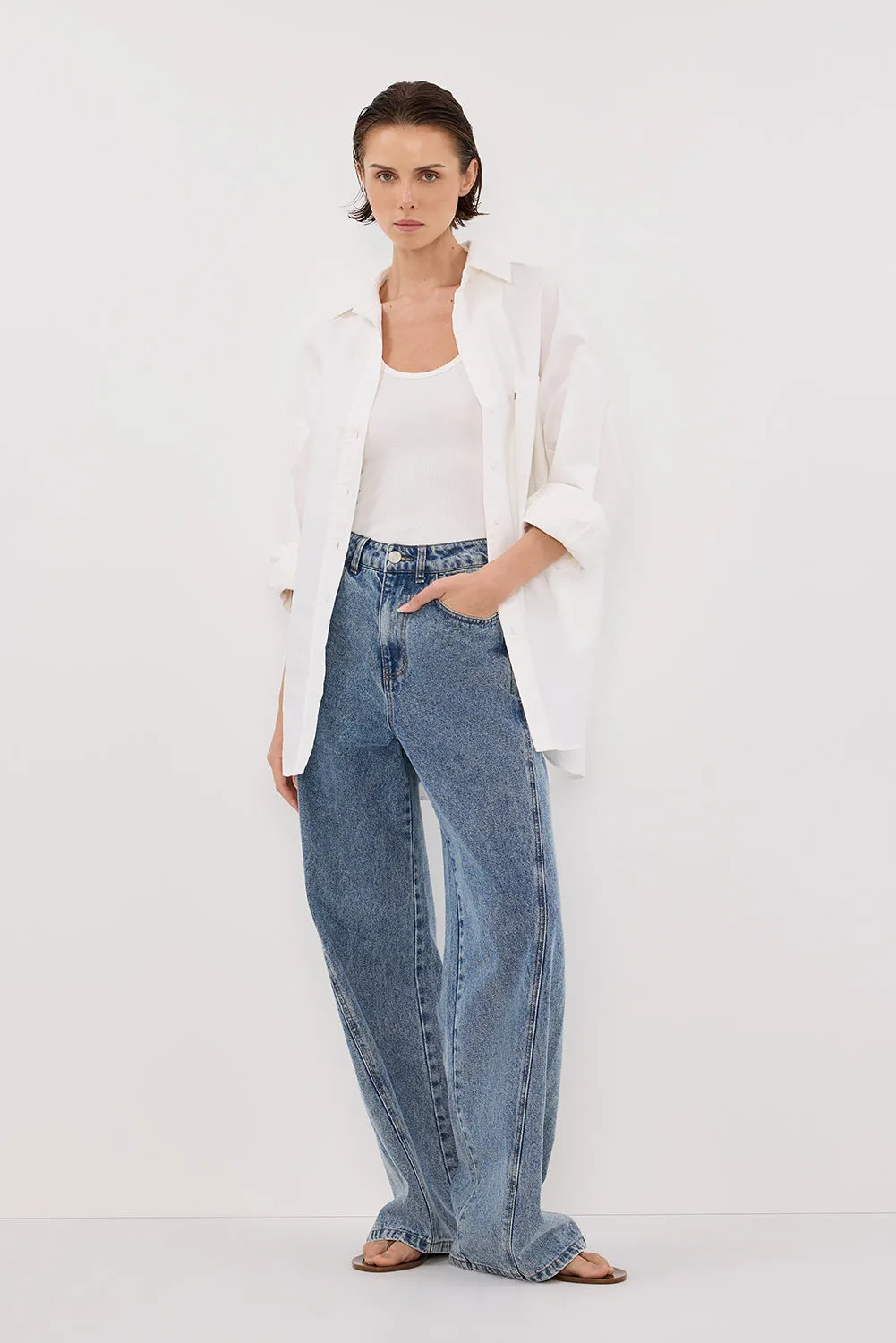 Dissh CARSON MID BLUE WIDE LEG JEAN