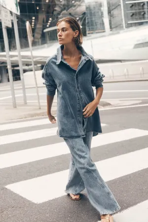 Dissh CARSON MID BLUE WIDE LEG JEAN