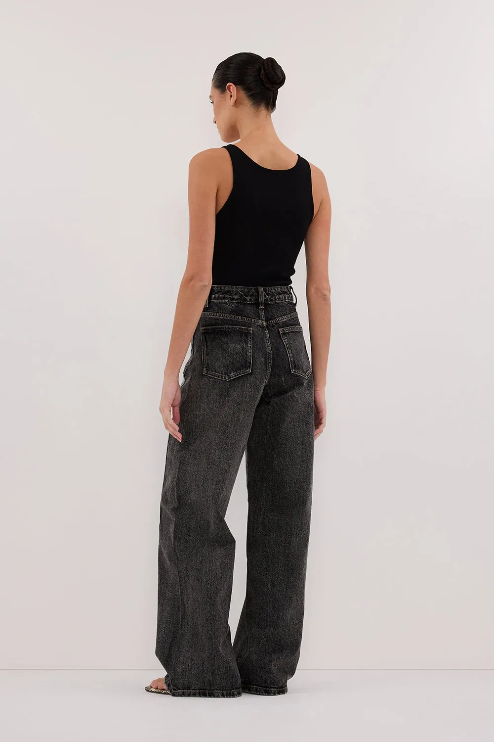 Dissh CARSON WASHED BLACK TALL WIDE LEG JEAN