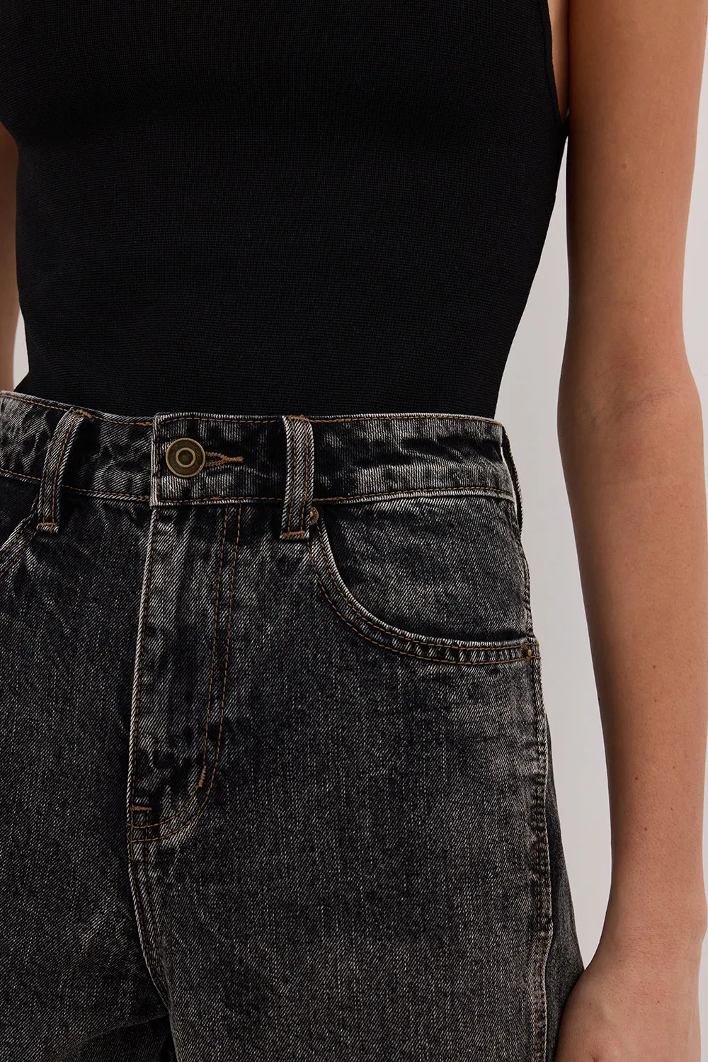 Dissh CARSON WASHED BLACK TALL WIDE LEG JEAN