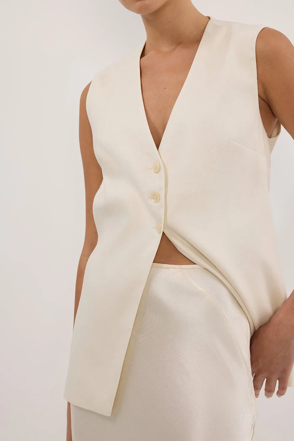 Dissh CHARLI CREAM SATIN MAXI SKIRT